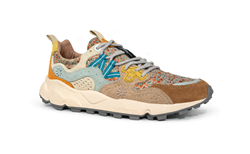 YAMANO 3 WMN Sneakers in suede nylon leo chestnut light blue orange